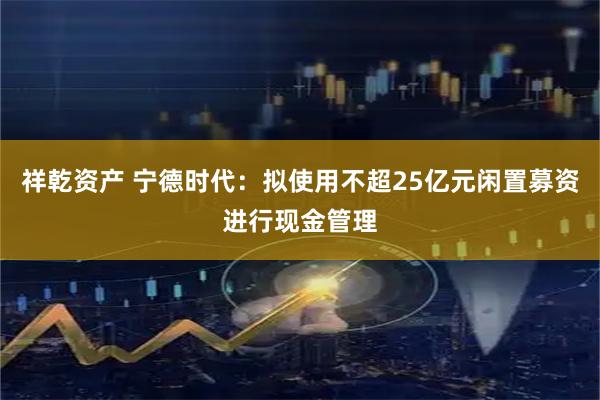 祥乾资产 宁德时代：拟使用不超25亿元闲置募资进行现金管理