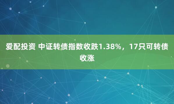 爱配投资 中证转债指数收跌1.38%，17只可转债收涨